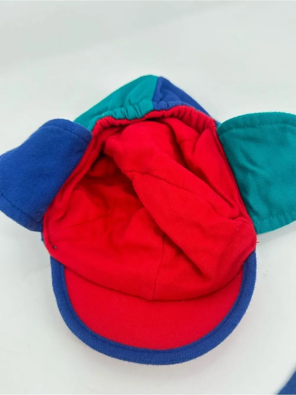 Vintage Gymboree Colorblock Ear Flap Hat Baby Toddler Blue Green Red 90s